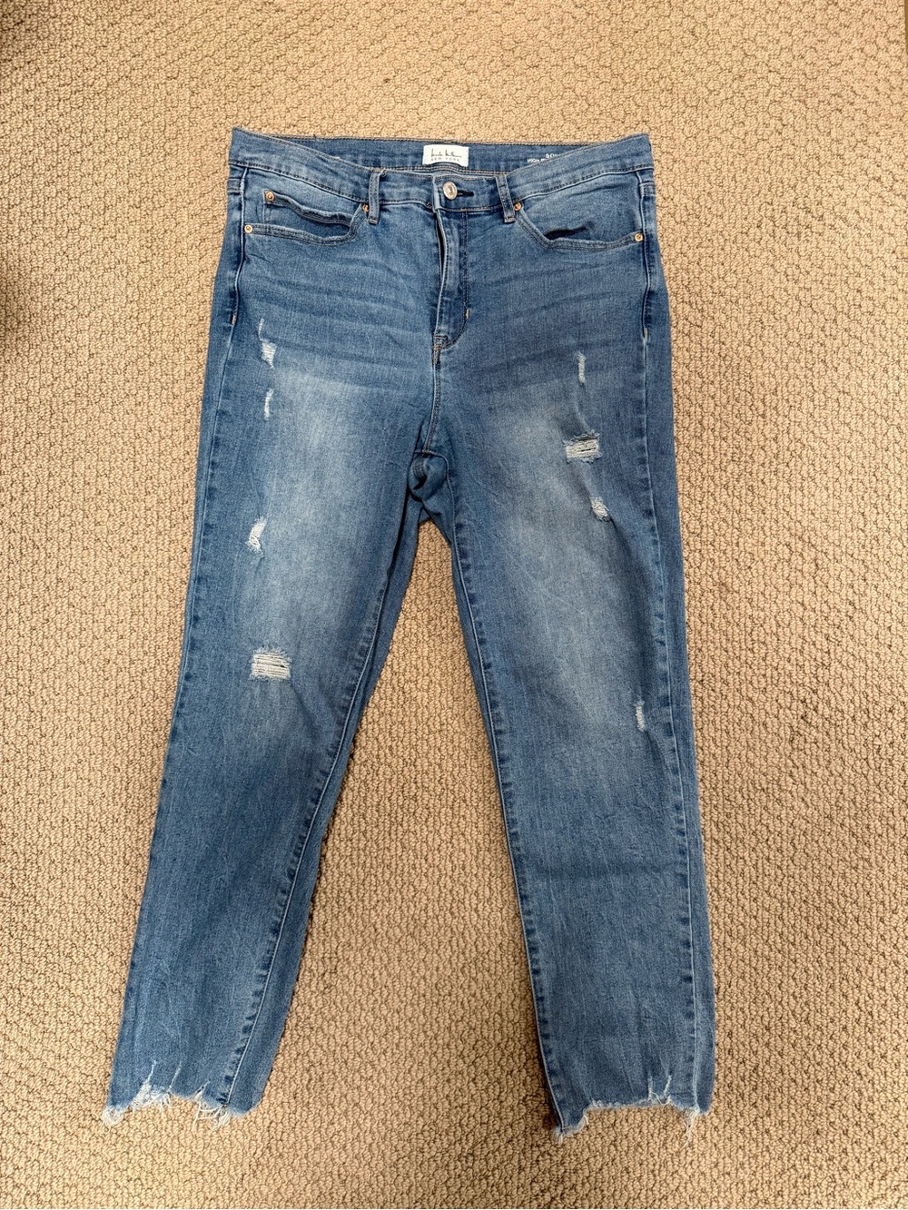 Nicole Miller New York Ankle Distressed Skinny Jeans in Blue size 10